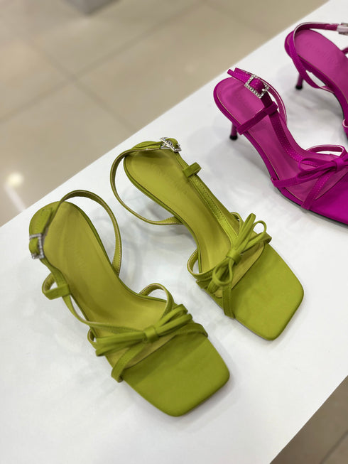 Bow Decor Multi Strap Slid On Heels